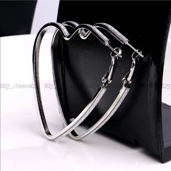 The Beverly Silver or Gold sparkle heart shaped hoop earrings. - Picture 3 of 7